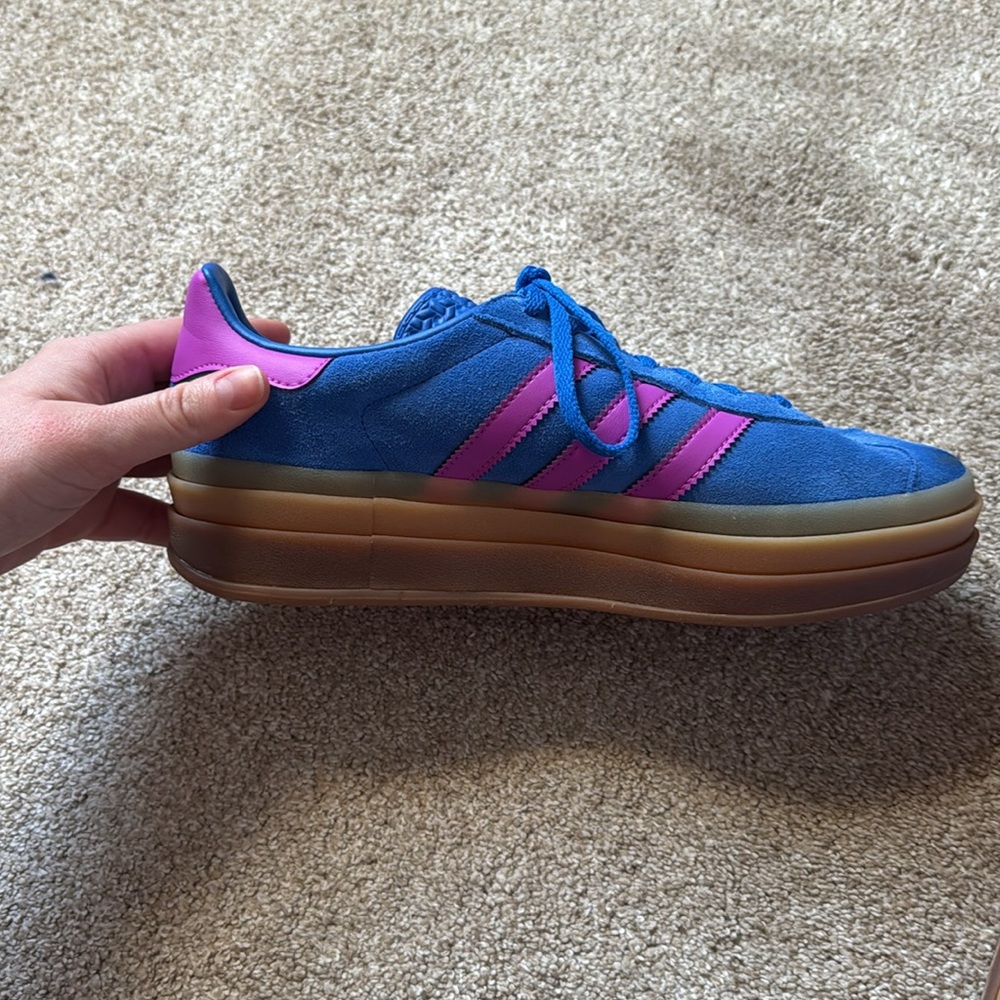 Adidas Gazelle Blue and Pink Platform Sneakers - Picture 5 of 6
